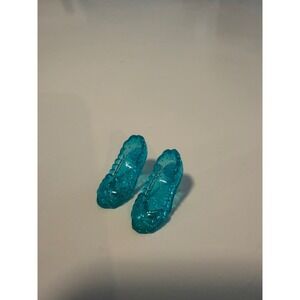 Translucent Blue Glitter Doll Shoes Miniature High Heels Aqua Sparkle Accessory